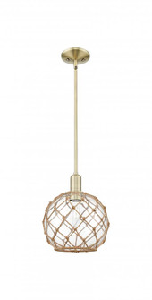 Farmhouse Rope - 1 Light - 10 inch - Antique Brass - Stem hung - Mini Pendant (3442|716-1S-AB-G122-10RB)
