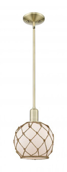 Farmhouse Rope - 1 Light - 8 inch - Antique Brass - Stem hung - Mini Pendant (3442|716-1S-AB-G121-8RB)