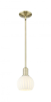 White Venetian - 1 Light - 6 inch - Antique Brass - Stem hung - Mini Pendant (3442|716-1S-AB-G1217-6WV)