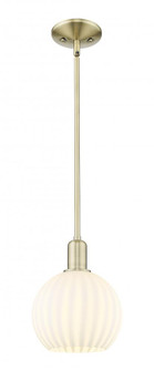 White Venetian - 1 Light - 8 inch - Antique Brass - Stem hung - Mini Pendant (3442|716-1S-AB-G1217-8WV)