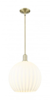 White Venetian - 1 Light - 14 inch - Antique Brass - Stem hung - Mini Pendant (3442|716-1S-AB-G1217-14WV)