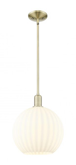 White Venetian - 1 Light - 12 inch - Antique Brass - Stem hung - Mini Pendant (3442|716-1S-AB-G1217-12WV)
