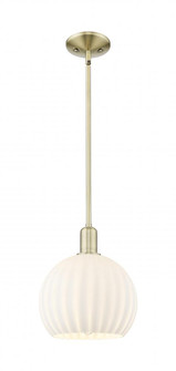 White Venetian - 1 Light - 10 inch - Antique Brass - Stem hung - Mini Pendant (3442|716-1S-AB-G1217-10WV)