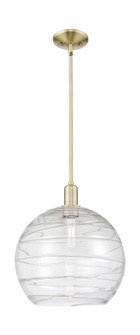 Athens Deco Swirl - 1 Light - 14 inch - Antique Brass - Stem hung - Mini Pendant (3442|716-1S-AB-G1213-14CL)
