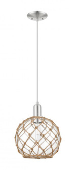 Farmhouse Rope - 1 Light - 10 inch - Brushed Satin Nickel - Cord hung - Mini Pendant (3442|716-1P-SN-G122-10RB)