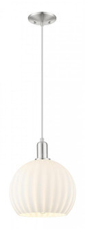 White Venetian - 1 Light - 10 inch - Brushed Satin Nickel - Cord hung - Mini Pendant (3442|716-1P-SN-G1217-10WV)