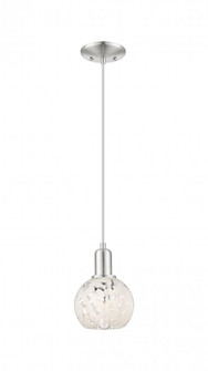 White Mouchette - 1 Light - 6 inch - Brushed Satin Nickel - Cord hung - Mini Pendant (3442|716-1P-SN-G1216-6WM)