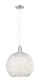 White Mouchette - 1 Light - 14 inch - Brushed Satin Nickel - Cord hung - Mini Pendant (3442|716-1P-SN-G1216-14WM)