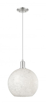 White Mouchette - 1 Light - 12 inch - Brushed Satin Nickel - Cord hung - Mini Pendant (3442|716-1P-SN-G1216-12WM)