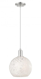 White Mouchette - 1 Light - 10 inch - Brushed Satin Nickel - Cord hung - Mini Pendant (3442|716-1P-SN-G1216-10WM)