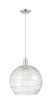Athens Deco Swirl - 1 Light - 14 inch - Brushed Satin Nickel - Cord hung - Mini Pendant (3442|716-1P-SN-G1213-14CL)