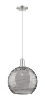Athens Deco Swirl - 1 Light - 12 inch - Brushed Satin Nickel - Cord hung - Mini Pendant (3442|716-1P-SN-G1213-12SM)