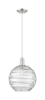 Athens Deco Swirl - 1 Light - 12 inch - Brushed Satin Nickel - Cord hung - Mini Pendant (3442|716-1P-SN-G1213-12CL)