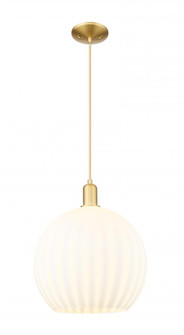 White Venetian - 1 Light - 14 inch - Satin Gold - Cord hung - Mini Pendant (3442|716-1P-SG-G1217-14WV)