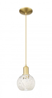 White Mouchette - 1 Light - 6 inch - Satin Gold - Cord hung - Mini Pendant (3442|716-1P-SG-G1216-6WM)
