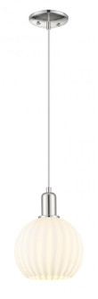 White Venetian - 1 Light - 8 inch - Polished Nickel - Cord hung - Mini Pendant (3442|716-1P-PN-G1217-8WV)