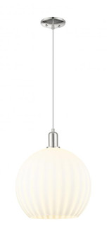 White Venetian - 1 Light - 14 inch - Polished Nickel - Cord hung - Mini Pendant (3442|716-1P-PN-G1217-14WV)