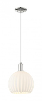 White Venetian - 1 Light - 10 inch - Polished Nickel - Cord hung - Mini Pendant (3442|716-1P-PN-G1217-10WV)