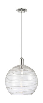 Athens Deco Swirl - 1 Light - 14 inch - Polished Nickel - Cord hung - Mini Pendant (3442|716-1P-PN-G1213-14CL)