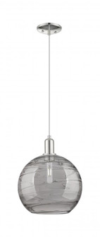 Athens Deco Swirl - 1 Light - 12 inch - Polished Nickel - Cord hung - Mini Pendant (3442|716-1P-PN-G1213-12SM)