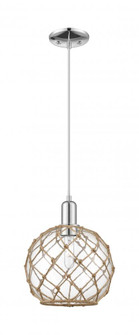 Farmhouse Rope - 1 Light - 10 inch - Polished Chrome - Cord hung - Mini Pendant (3442|716-1P-PC-G122-10RB)
