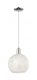 White Mouchette - 1 Light - 10 inch - Polished Chrome - Cord hung - Mini Pendant (3442|716-1P-PC-G1216-10WM)
