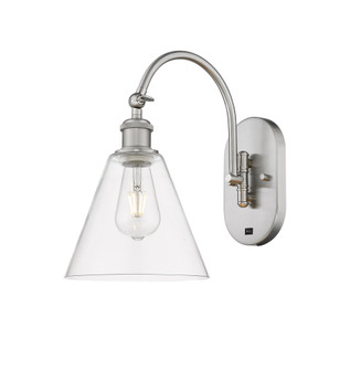 Berkshire Glass - 1 Light - 8 inch - Brushed Satin Nickel - Sconce (3442|918-1W-SN-GBC-82)