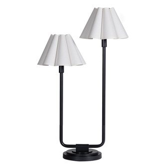 Regina Andrew Polly Double Arm Table Lamp (Blackened Brass with Linen Scalloped Shade) (5533|13-1691BB-WT)