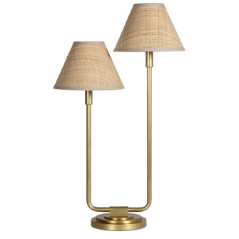 Regina Andrew Polly Double Arm Table Lamp (Natural Brass with Rattan Shade) (5533|13-1691NB-RAT)