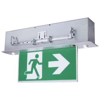 Running Man Green Combo Edge Lit Exit Sign/Emergency Light; 120-347V; 2HR backup; Single/Dual Face; (27|67/551)