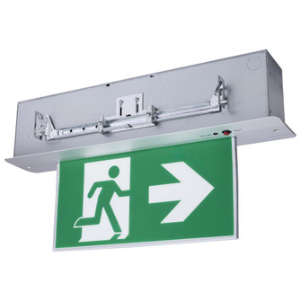 Running Man Green Edge Lit Exit Sign; 120-347V; 2HR backup; Single/Dual Face; Premium Flush Recessed (27|67/540)