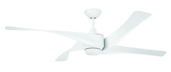 Venn 58'' 4-Blade Indoor/Outdoor (Damp) Ceiling Fan in White w/ White Blades; Light Kit Optional  (20|VNN58W4)