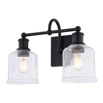 Northbrook 2-Light 16 in. Wide Matte Black Traditional Bathroom Vanity Lighting Fixture, Clear Seede (51|W0513)
