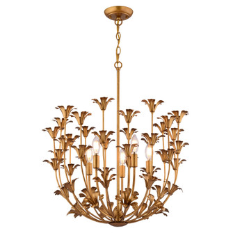 Camellia 5-Light 23.5 in. Wide Gilded Gold Glam Pendant with Metal Flower Shade, LED Compatible, Adj (51|P0433)