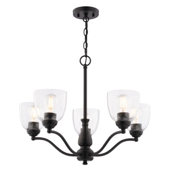 Bellwood 5-Light 24.5 in. Wide Black Chandelier, Clear Seeded Glass Shade, LED Compatible, Adjustabl (51|H0311)