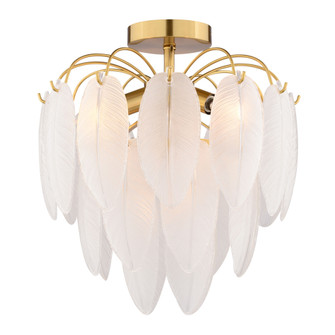 Burbank 4-Light 13.5 in. Wide Muted Gold Brass Traditional Waterfall Semi Flush Mount Lighting Fixtu (51|C0334)