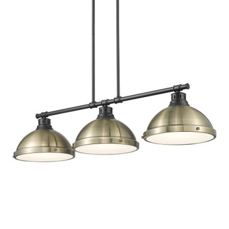 Yep by Golden Lighting Duncan 3-light Island Light in Matte Black and Aged Brass shade (36|3602-3LP BLK-AB)