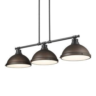 Yep by Golden Lighting Duncan 3-light Island Light in Matte Black and Rubbed Bronze shade (36|3602-3LP BLK-RBZ)