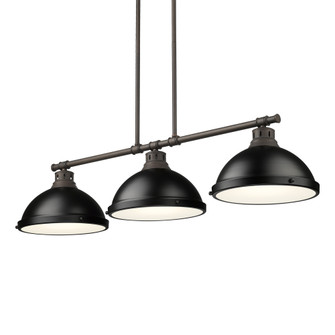 Yep by Golden Lighting Duncan 3-light Island Light in Rubbed Bronze and Matte Black shade (36|3602-3LP RBZ-BLK)