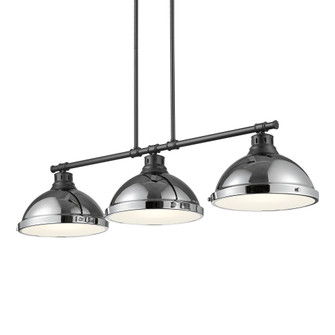 Yep by Golden Lighting Duncan 3-light Island Light in Matte Black and Chrome shade (36|3602-3LP BLK-CH)