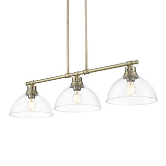 Yep by Golden Lighting Duncan 3-light Island Light in Aged Brass and Clear Glass (36|3602-3LP AB-CLR)