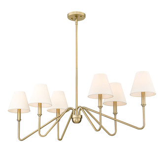 Yep by Golden Lighting Kennedy 6-light Island Light in Brushed Champagne Brass and Ivory Linen shade (36|3690-LP BCB-IL)