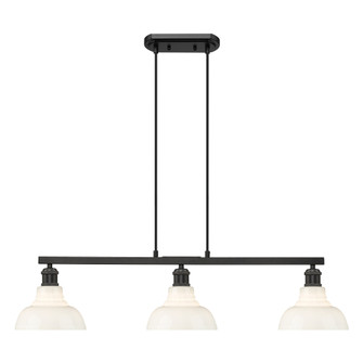 Yep by Golden Lighting Carver 3-light Island Light in Matte Black and Vintage Milk Glass (36|0305-LP BLK-VMG)