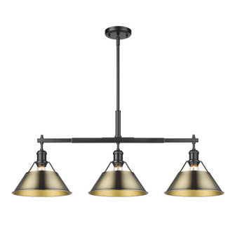 Yep by Golden Lighting Orwell 3-light Island Light in Matte Black and Aged Brass shade (36|3306-LP BLK-AB)