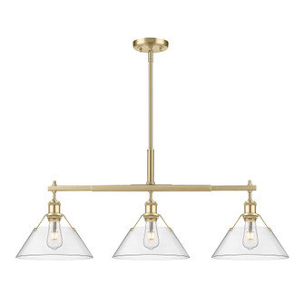 Yep by Golden Lighting Orwell 3-light Island Light in Brushed Champagne Brass and Clear Glass (36|3306-LP BCB-CLR)