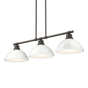 Yep by Golden Lighting Duncan 3-light Island Light in Rubbed Bronze and White shade (36|3602-3LP RBZ-WH)