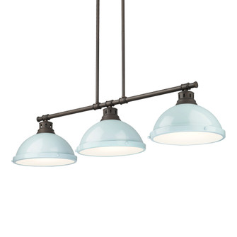 Yep by Golden Lighting Duncan 3-light Island Light in Rubbed Bronze and Seafoam shade (36|3602-3LP RBZ-SF)