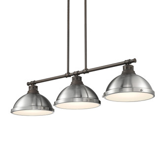 Yep by Golden Lighting Duncan 3-light Island Light in Rubbed Bronze and Pewter shade (36|3602-3LP RBZ-PW)