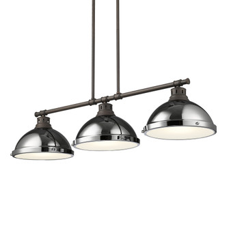 Yep by Golden Lighting Duncan 3-light Island Light in Rubbed Bronze and Chrome shade (36|3602-3LP RBZ-CH)