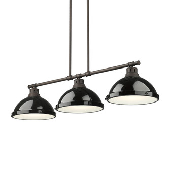 Yep by Golden Lighting Duncan 3-light Island Light in Rubbed Bronze and Black shade (36|3602-3LP RBZ-BK)